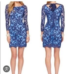 Lilly Pulitzer Navy Floral Lace Dress